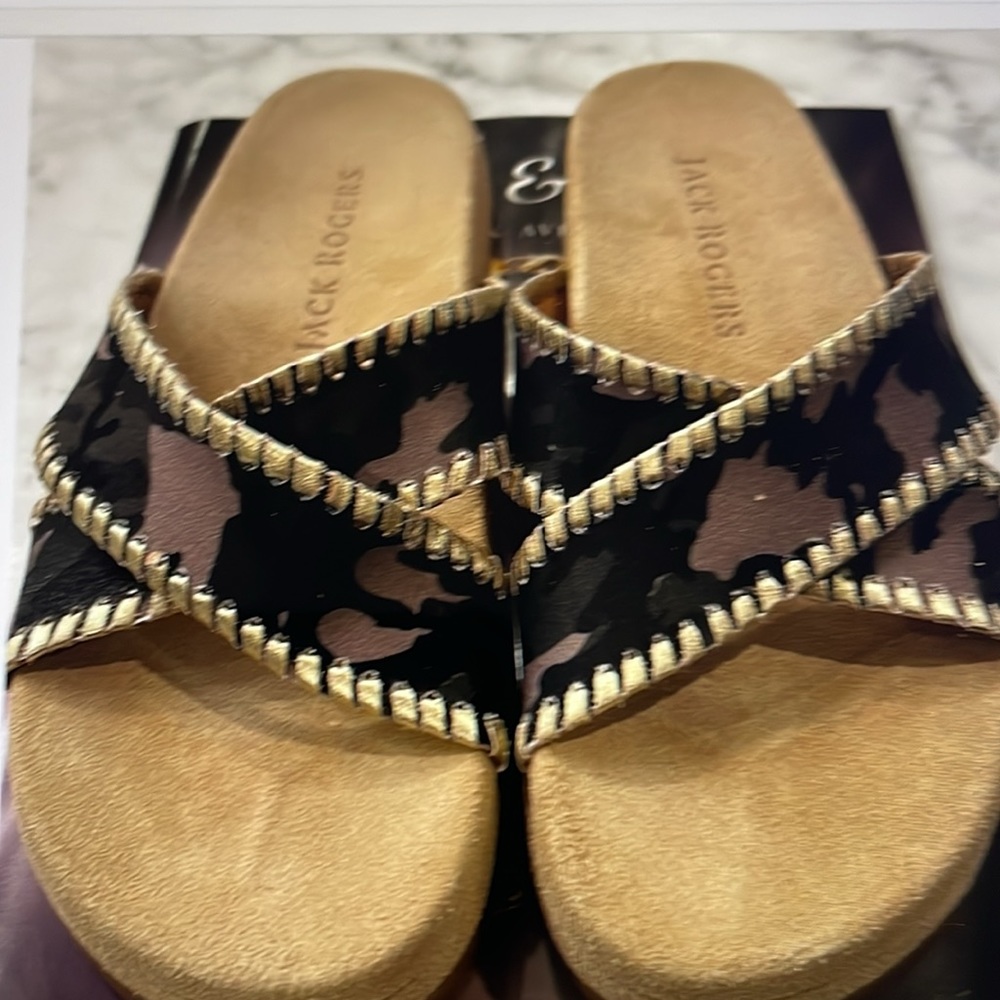 JACK ROGERS CAMO PLATFORM SLIDES